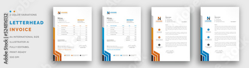 Professional invoice and letterhead design for the corporate office. letterhead, invoice design illustration. Simple and creative modern corporate clean design..	