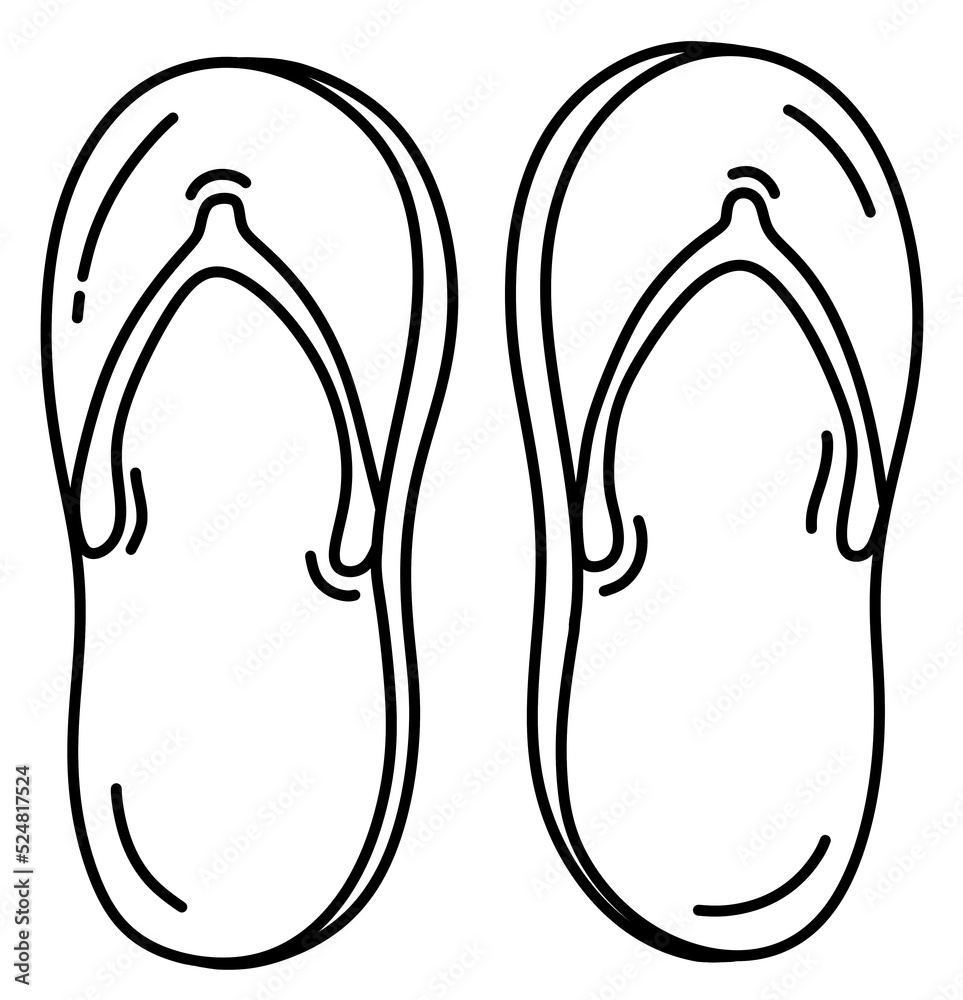 Flip-flops outline icon beach shoes for summer