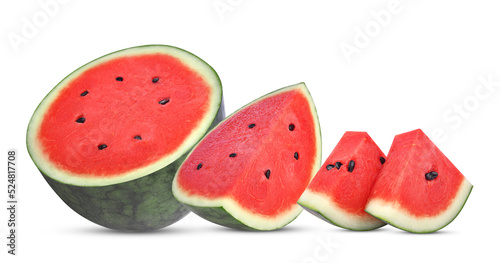 Slices of watermelon isolated on white background.