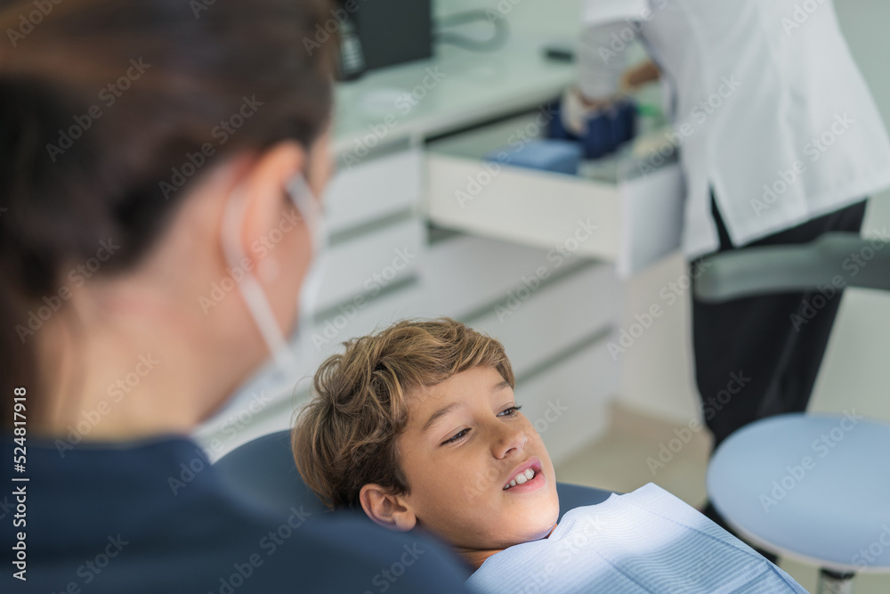 Boy during visit in dental clinic Boy during visit in dental clinic