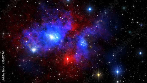 Nebulas and stars cosmic background, beautiful  picture of the universe with galaxies, cosmic nebulae and stars, science fiction backdrop, 3D illustration.