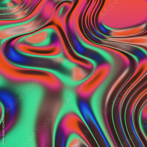 3d render, abstract background, colorful metallic texture, iridescent holographic foil, wavy wallpaper, fluid ripples, liquid metal surface, esoteric aura spectrum, bright hue colors, trendy design