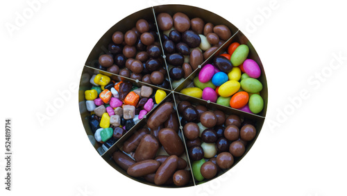 Quadro em tela Dragee sugars in a box isolated on transparent background