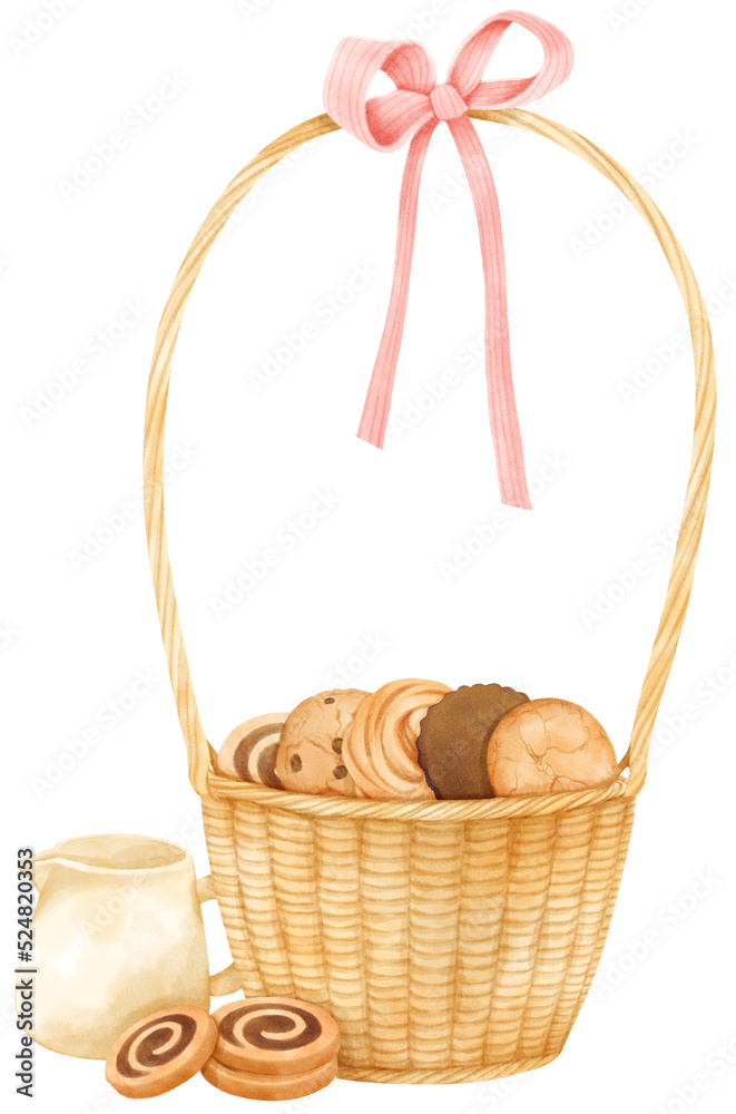 watercolor basket of cookies