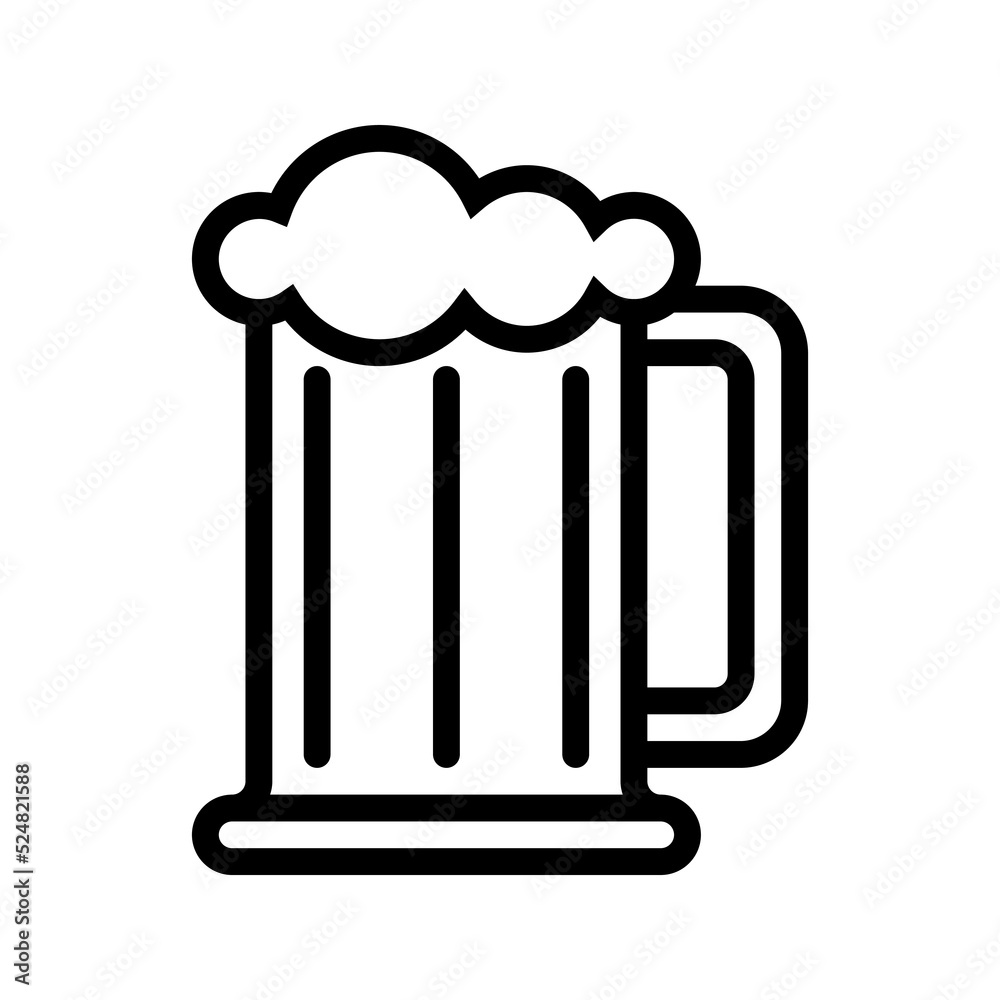 Big beer mug emblem for Octoberfest. Vector linear black and white icon. Big beer mug emblem for Octoberfest. Vector linear black and white icon.