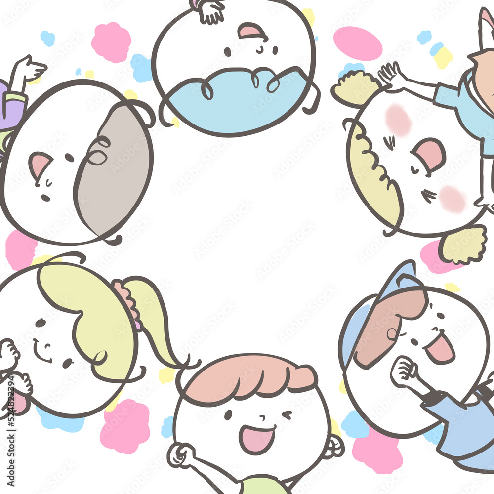 《元気ポーズのこどもシリーズ》円になって楽しくダンスするようにはしゃぐ子どもたち 全身バージョン1 《元気ポーズのこどもシリーズ》円になって楽しくダンスするようにはしゃぐ子どもたち 全身バージョン1