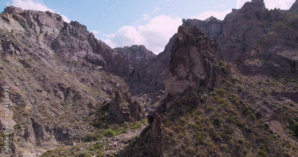 Atuel Canon, Mendoza, Argentina. aerial view of a rock on a cloudy day in the atuel canyon. Atuel Canon, Mendoza, Argentina. aerial view of a rock on a cloudy day in the atuel canyon.