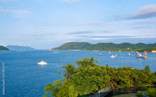 与島PAから塩飽本島近海で進む備讃瀬戸航路の浚渫作業