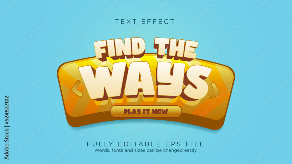 Find the Ways Game UI Button Text Effect Font Type