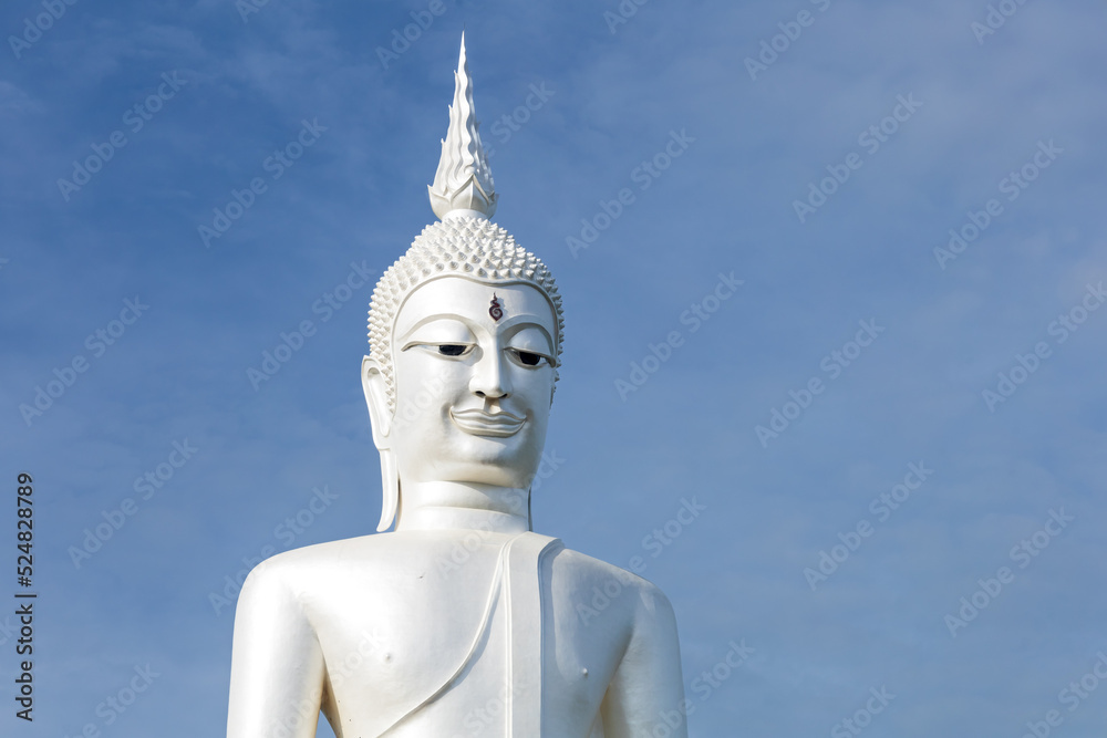 Giant Buddha in the Temple Wat Phu Manorom, Mukdahan province, Thailand. - obrazy, fototapety, plakaty 