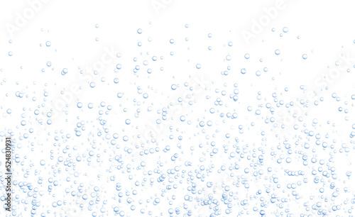 Obraz na płótnie Underwater fizzing bubbles, soda or champagne carbonated drink, sparkling water isolated on white background. Effervescent drink. Aquarium, sea, ocean bubbles vector illustration. w salonie