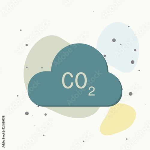 Carbon dioxide vector icon on multicolored background.