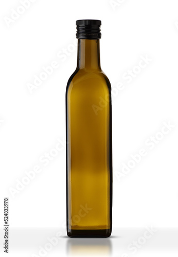 glass bottle of linseed oil