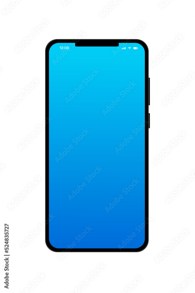 Realistic black smartphone with empty touch screen. Device front view. Isolated on white background, vector illustration. Realistic black smartphone with empty touch screen. Device front view. Isolated on white background, vector illustration.