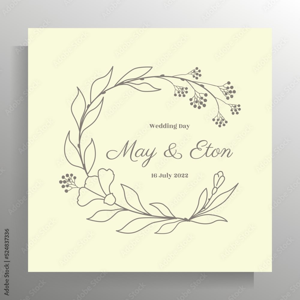 Vintage wedding invitation design. Vector template for card, poster.