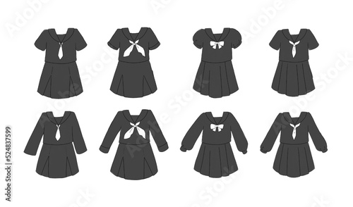 Foto 黒のセーラー服のイラストセット