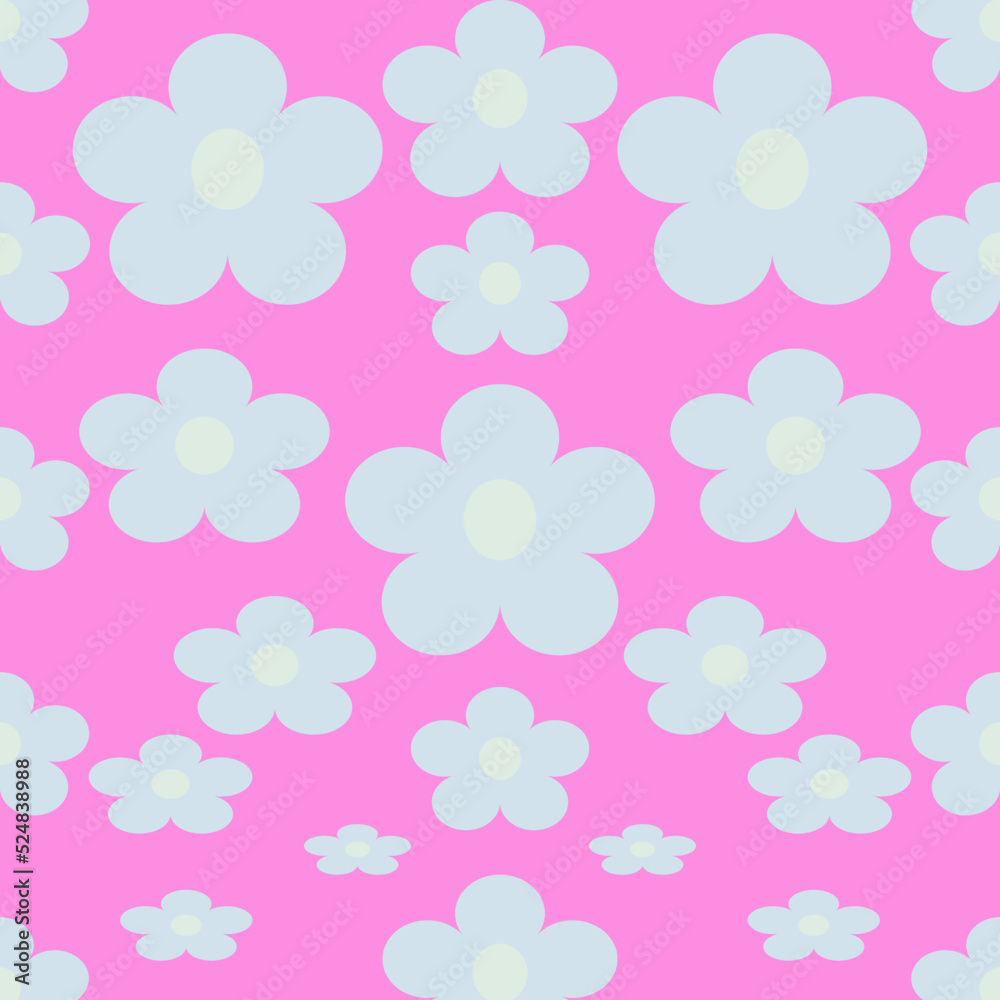The decoration of flowers in cartoon character form a pattern on pink background,happy and fresh stripe