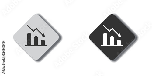 Graph down icon. Arrow pointing downwards showing crisis. Vector illustration.