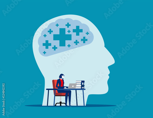 Employee positive thinking. Business attitude vector illustration concept