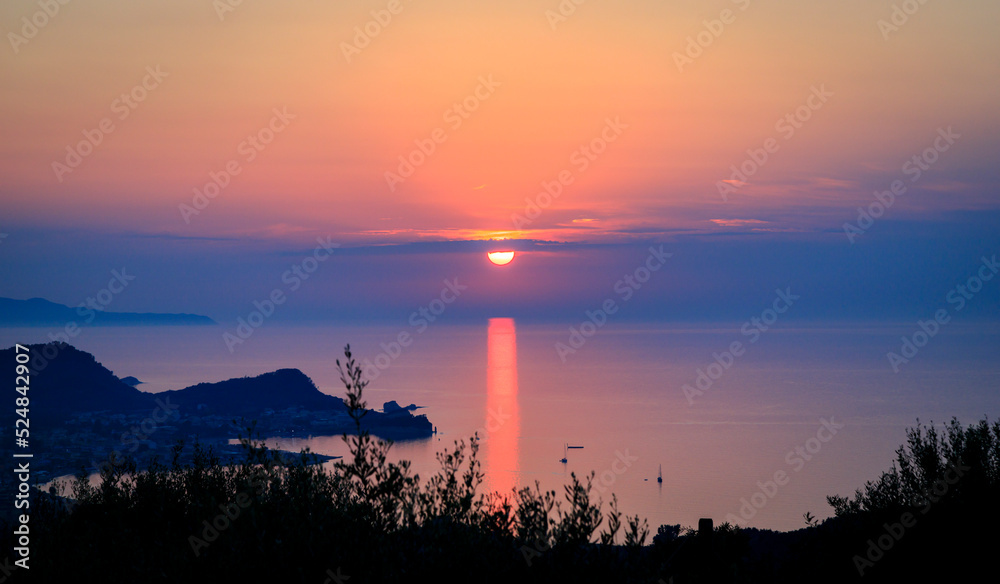 Sunset over Ionian sea, Corfu