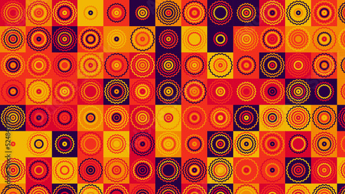 red, blue, yellow and orange geometric pattern, seamless wallpaper for tile, banner, tableclothe
