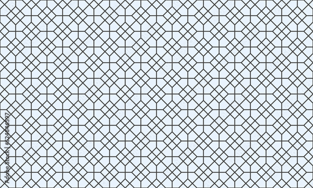 Arabic traditional motif texture background. Elegant luxury backdrop vector with Islamic themed decorative ornament pattern. Grayish white color with geometric and octagonal line motif illustrations.