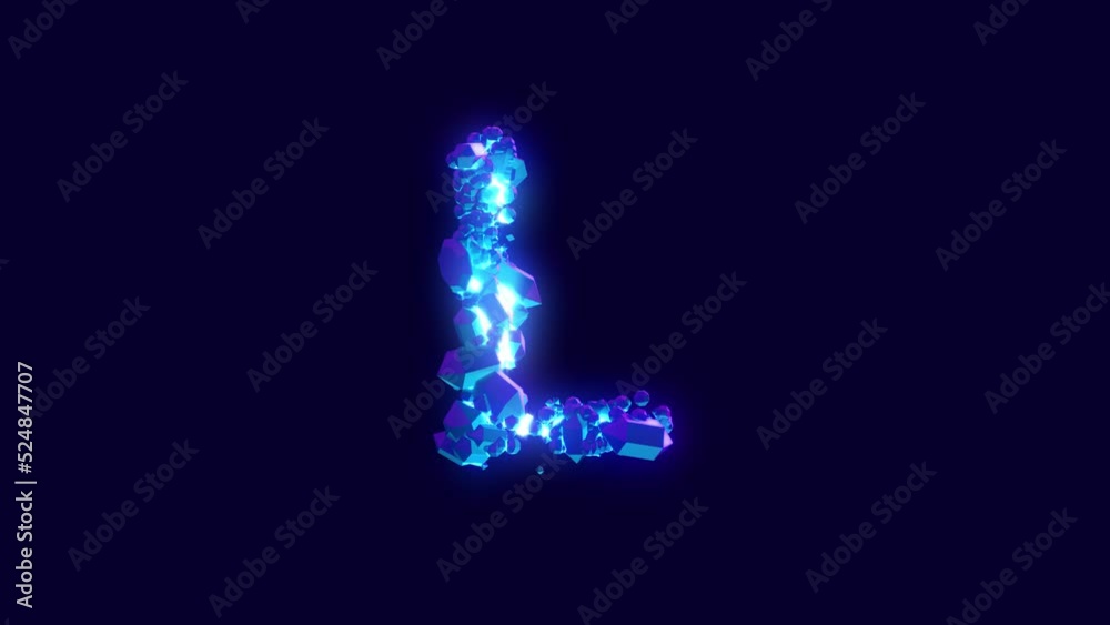magic blue diamonds or crystals font - letter L, isolated - loop video magic blue diamonds or crystals font - letter L, isolated - loop video