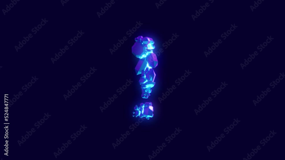 magic blue diamonds or ice crystals alphabet - exclamation point, isolated - loop video magic blue diamonds or ice crystals alphabet - exclamation point, isolated - loop video