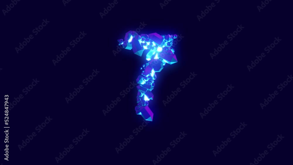 magic blue brilliants or frozen ice font - number 7, isolated - loop video magic blue brilliants or frozen ice font - number 7, isolated - loop video