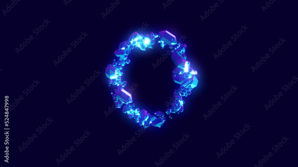 magic blue brilliants or frozen ice alphabet - letter O, isolated - loop video magic blue brilliants or frozen ice alphabet - letter O, isolated - loop video