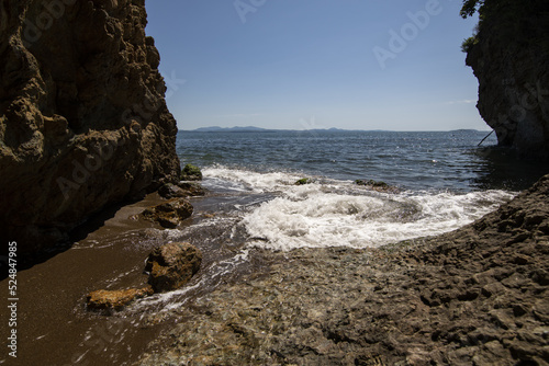 rocky seashore and water