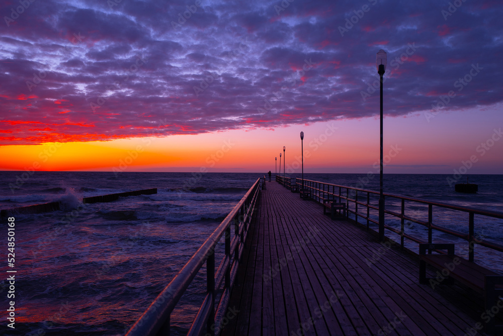 Pier on the Baltic Sea at a beautiful sunset