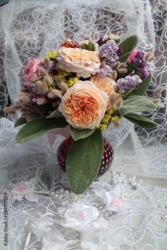 bouquet of roses on a table