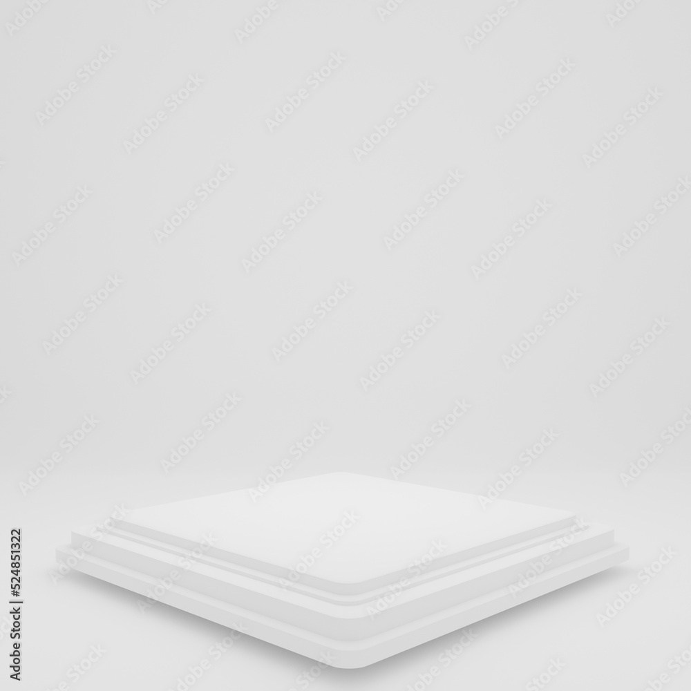 Product Stand in white room ,Studio Scene For Product ,minimal design,3D rendering	
