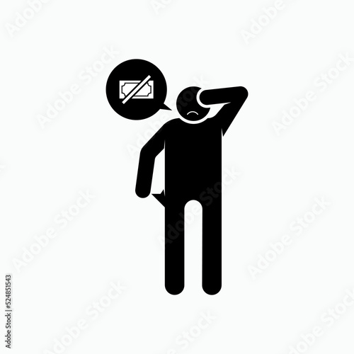 Poor Icon. Moneyless Symbol  - Vector.