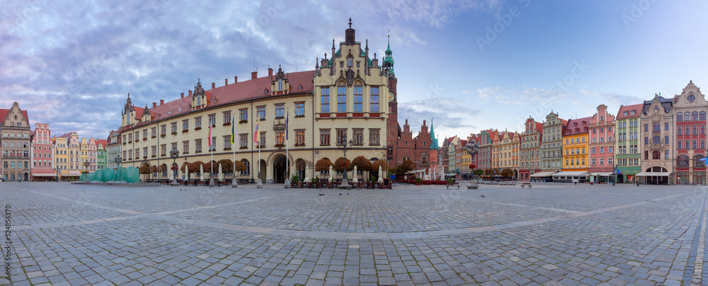 Wroclaw. Old market square on a sunny morning.