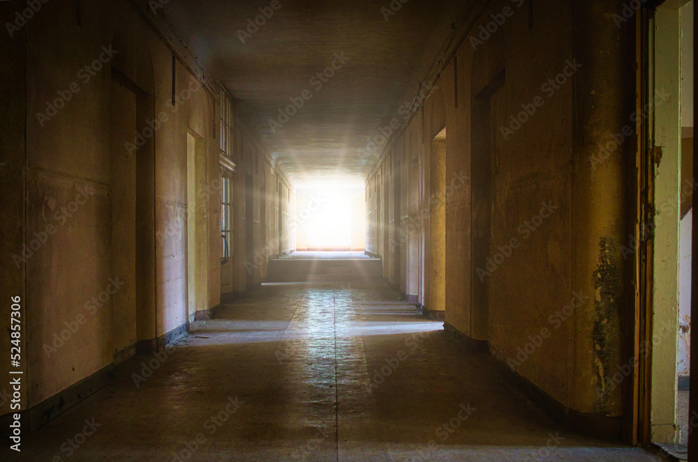 Gang mit Licht am Ende  - Beatiful Decay - Verlassener Ort - Urbex / Urbexing - Lost Place - Artwork - Creepy - High quality photo