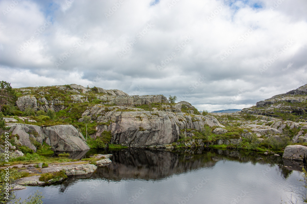 Tjødnane lakes Prekestolen (Preikestolen) in Rogaland in Norway (Norwegen, Norge or Noreg) Tjødnane lakes Prekestolen (Preikestolen) in Rogaland in Norway (Norwegen, Norge or Noreg)