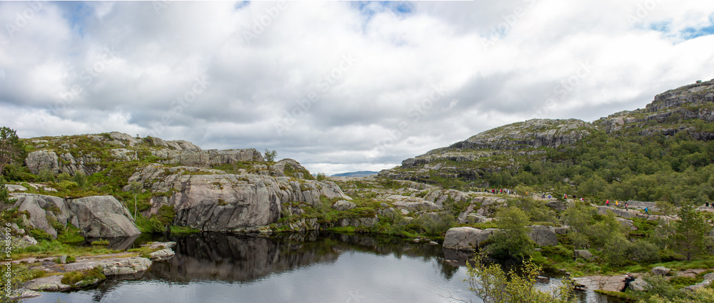 Tjødnane lakes Prekestolen (Preikestolen) in Rogaland in Norway (Norwegen, Norge or Noreg) Tjødnane lakes Prekestolen (Preikestolen) in Rogaland in Norway (Norwegen, Norge or Noreg)