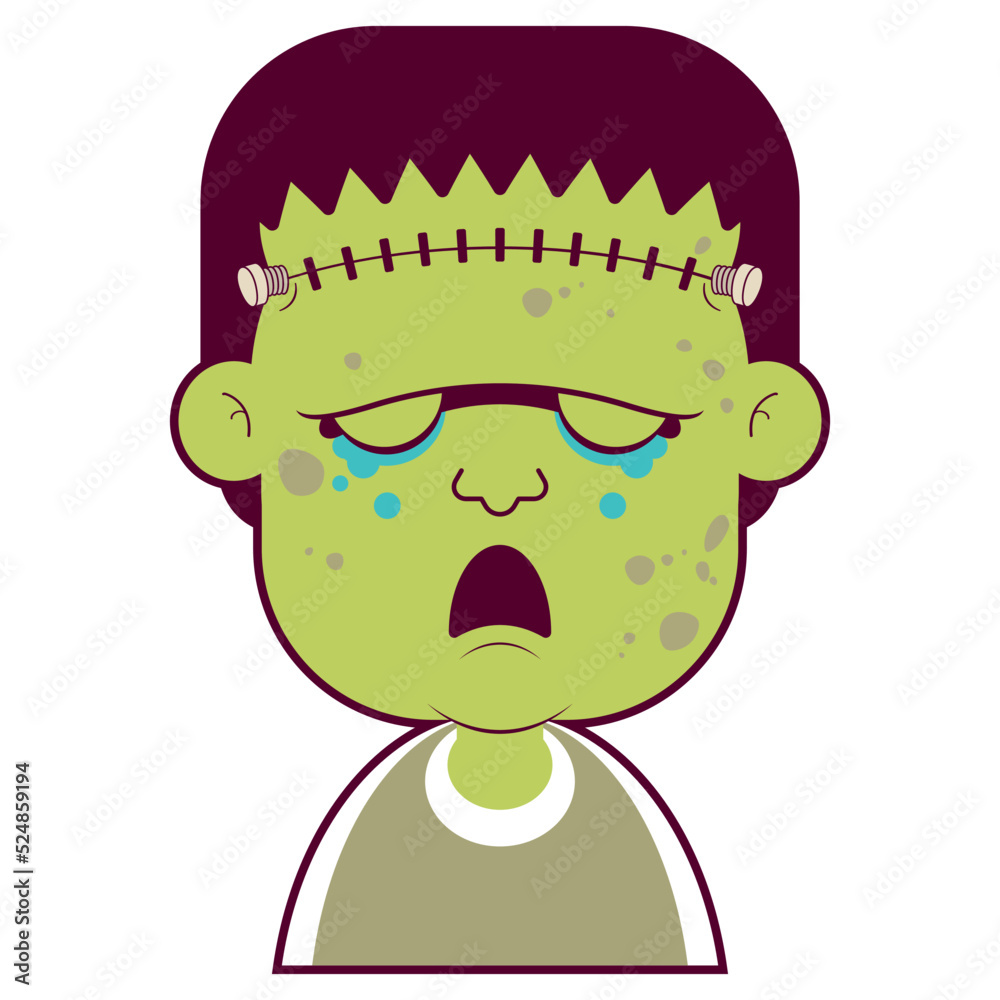 green zombie crying face cartoon cute Stock Vector Adobe Stock