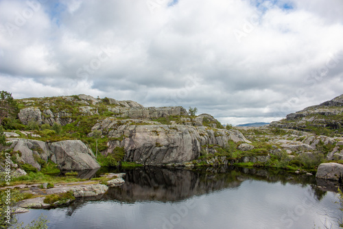 Tjødnane lakes Prekestolen (Preikestolen) in Rogaland in Norway (Norwegen, Norge or Noreg)