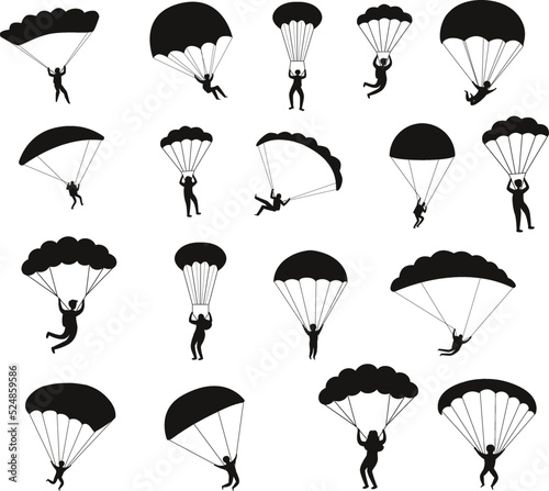 skydivers umping dangerous sports sky jumpers parachutists Collections Silhouettes