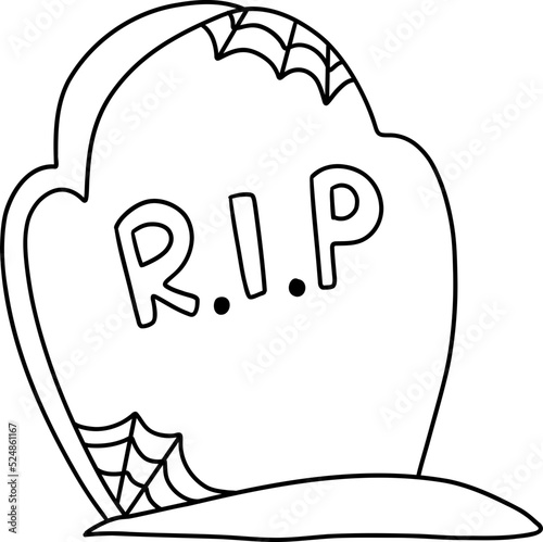 Gravestone, RIP. Halloween decorations illustration