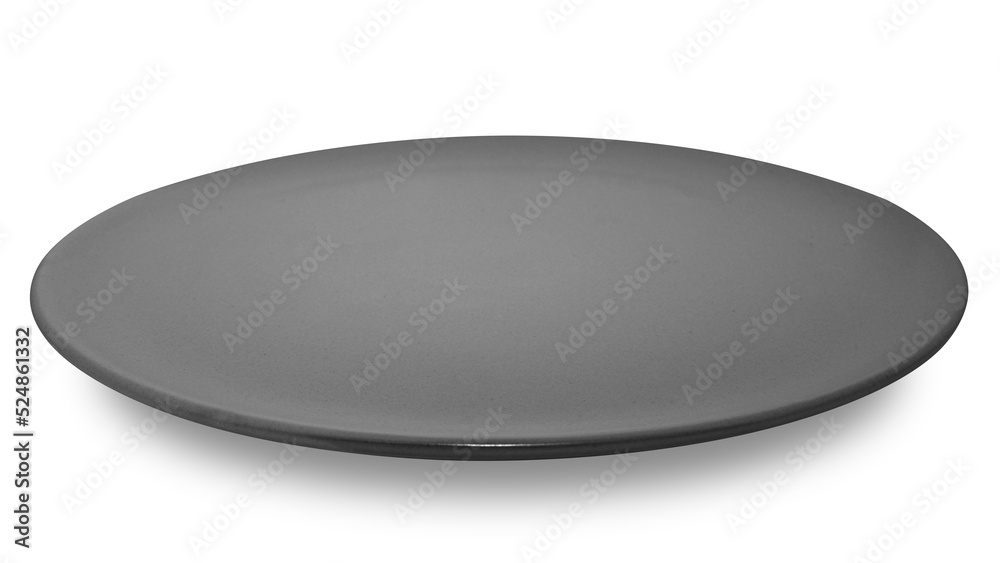 Black circle ceramics plate isolated on white background. Black circle ceramics plate isolated on white background.
