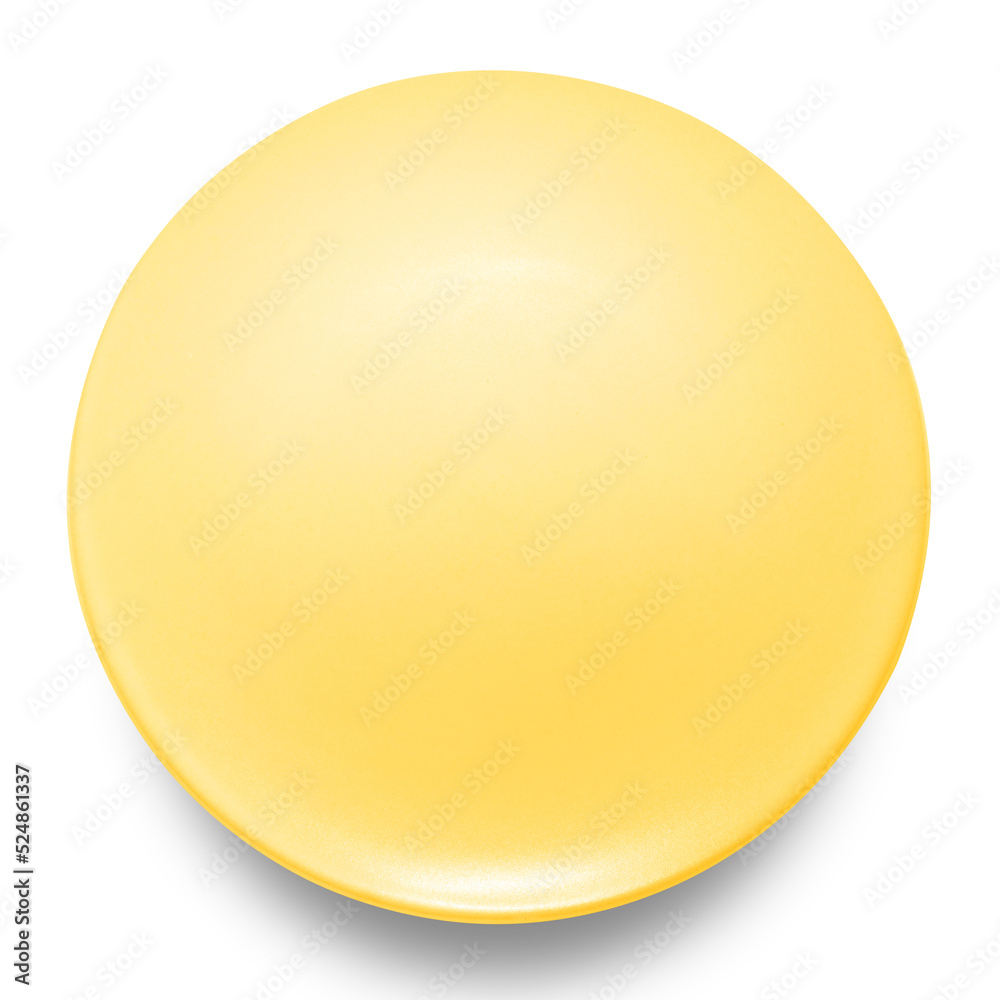 Yellow circle ceramics plate isolated on white background. Yellow circle ceramics plate isolated on white background.