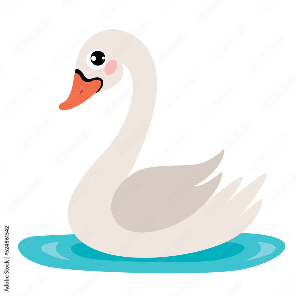 Fototapeta premium Cartoon Illustration Of A Swan