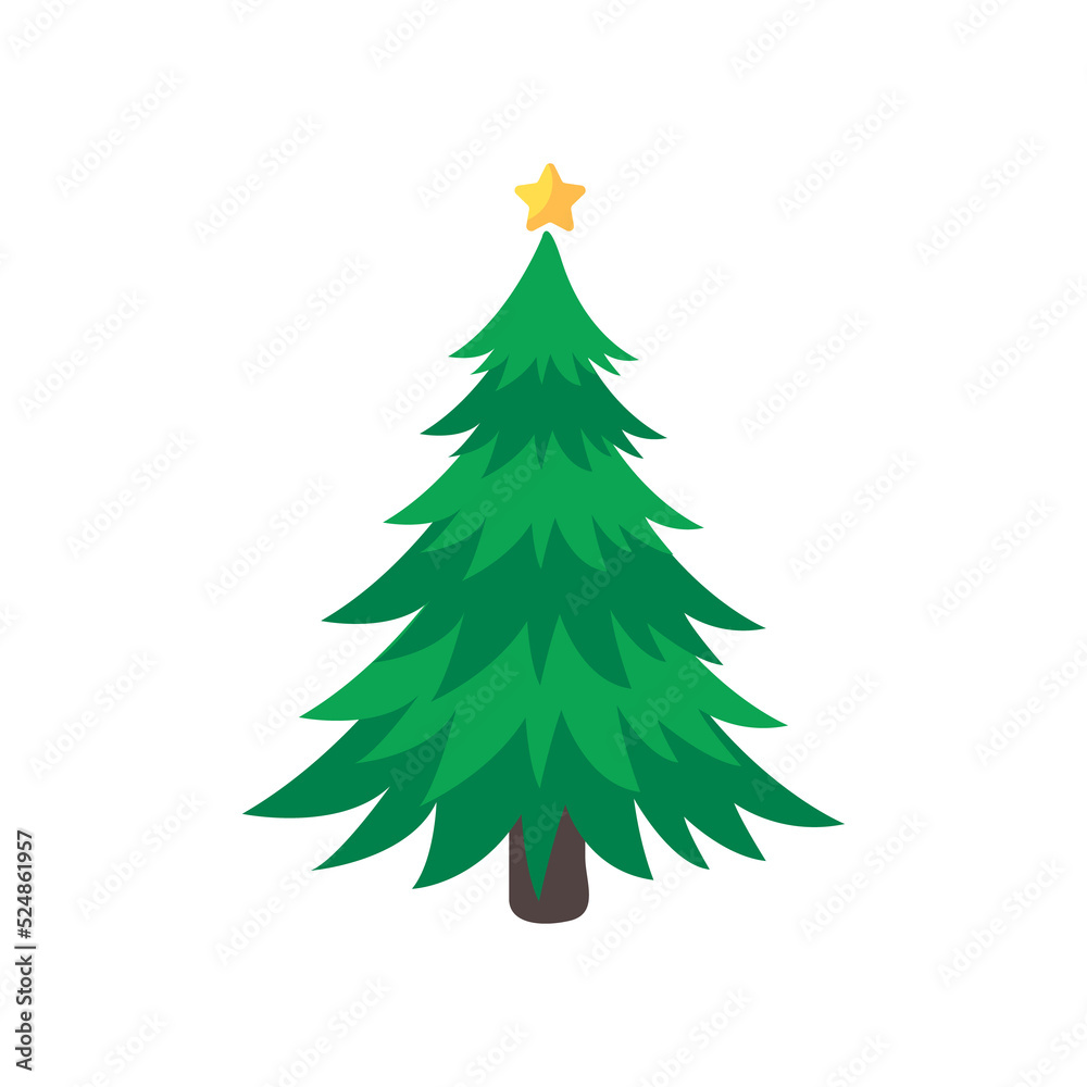 Obraz premium Christmas tree. A pine tree decorated with colorful lights to celebrate Christmas.