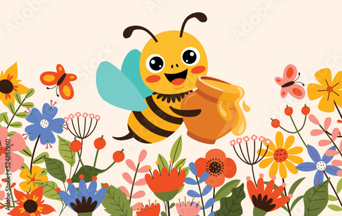 Cartoon Illustration Of Cute Bees