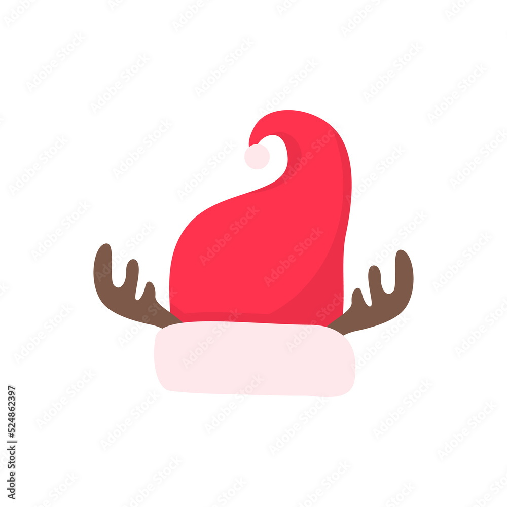 Christmas hat. Red knitted hat. For wearing in a Christmas party Christmas hat. Red knitted hat. For wearing in a Christmas party