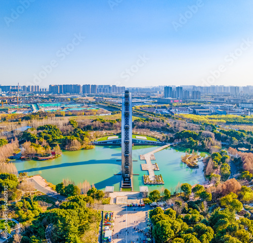 Aerial photography of Bauhinia Park, Changzhou City, Jiangsu Province, China